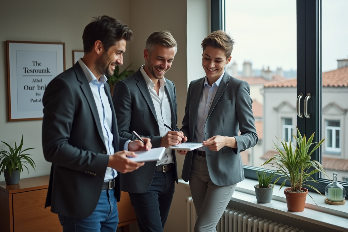 Adultes comparant leurs dépenses dans un salon lumineux