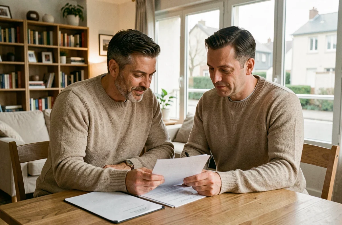 Couple comparant des offres d'assurance habitation dans un appartement moderne à Colomiers
