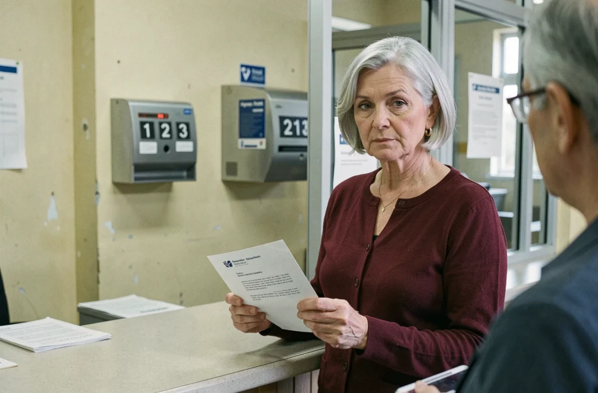 Femme déposant une lettre de résiliation d'assurance au bureau de poste