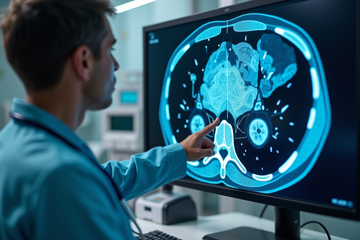 Gros plan d un scanner CT haute resolution sur un écran médical