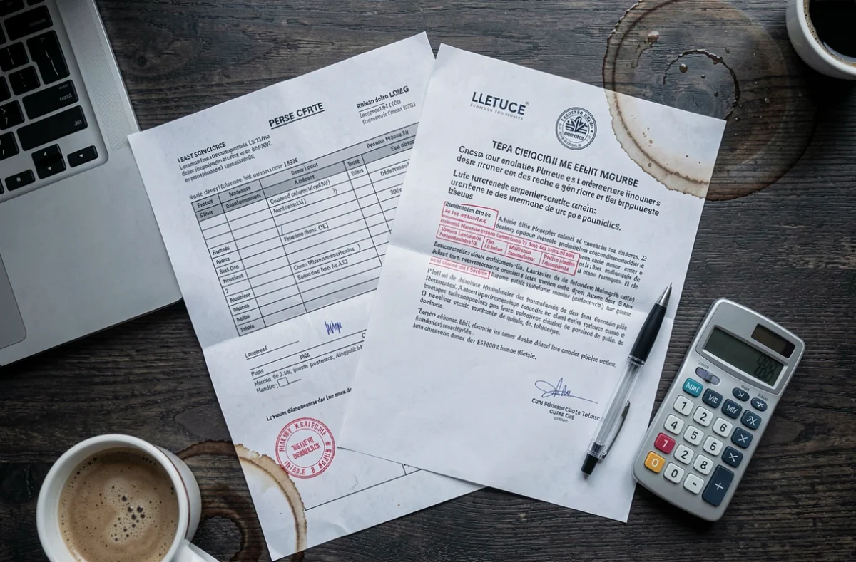 Documents administratifs et mise en demeure liés au défaut d'assurance habitation posés sur un bureau