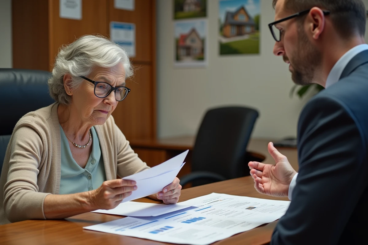 Agent immobilier et propriétaire discutent estimation