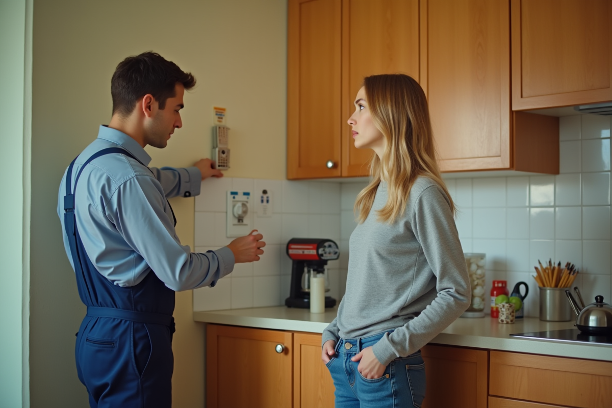 Jeune femme inquiète près d