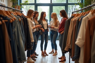 Femmes françaises dans une boutique parisienne moderne
