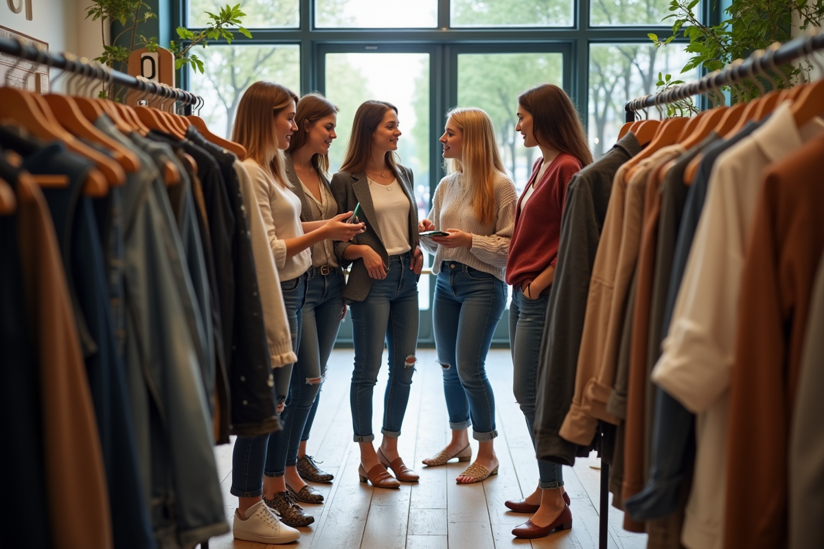 Femmes françaises dans une boutique parisienne moderne