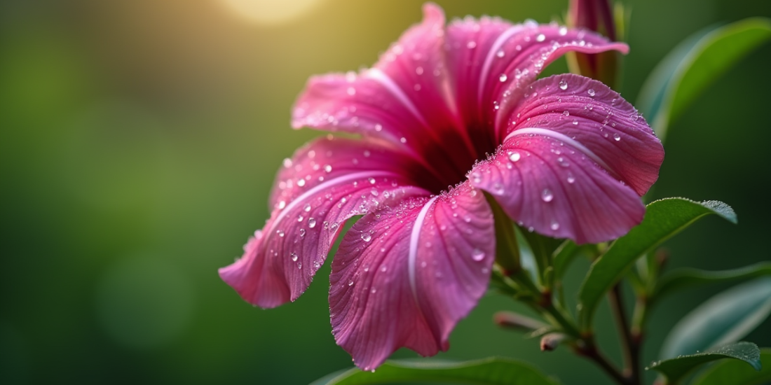 Fleur de fuchsia éclatante avec dewdrops en gros plan