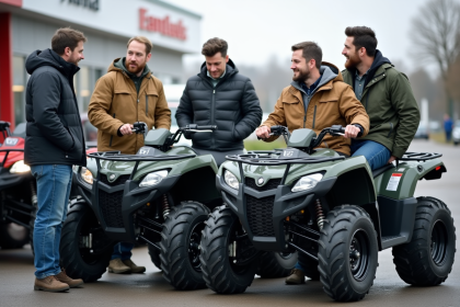 Groupe d adultes avec quads en concession