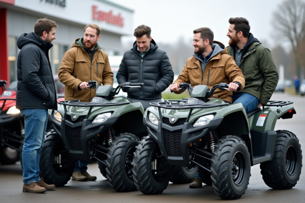 Groupe d adultes avec quads en concession