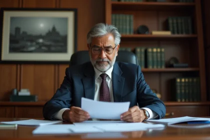 Homme d affaires indien en costume dans un bureau élégant