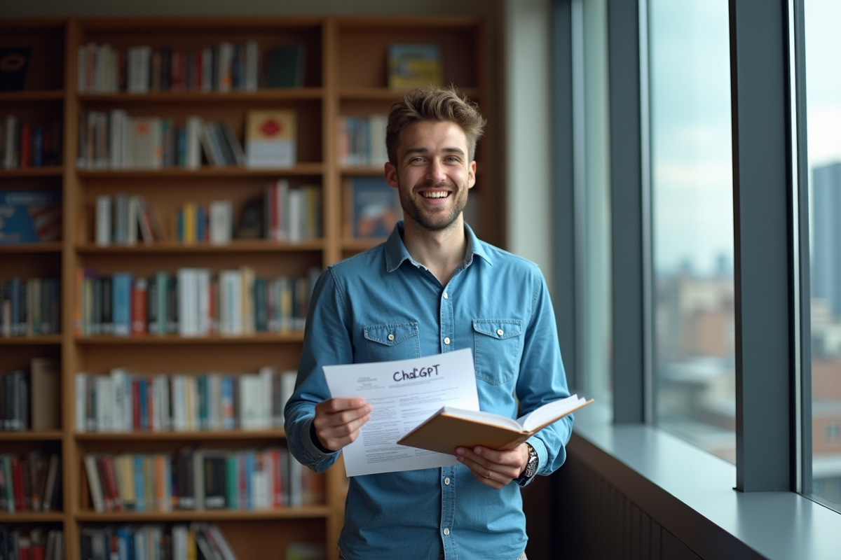 Jeune homme étudiant avec livre et annotations près d