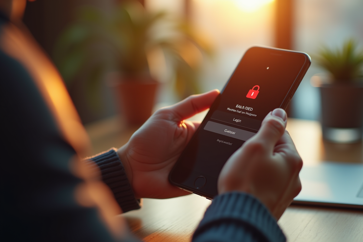 Mains tenant un smartphone avec message d