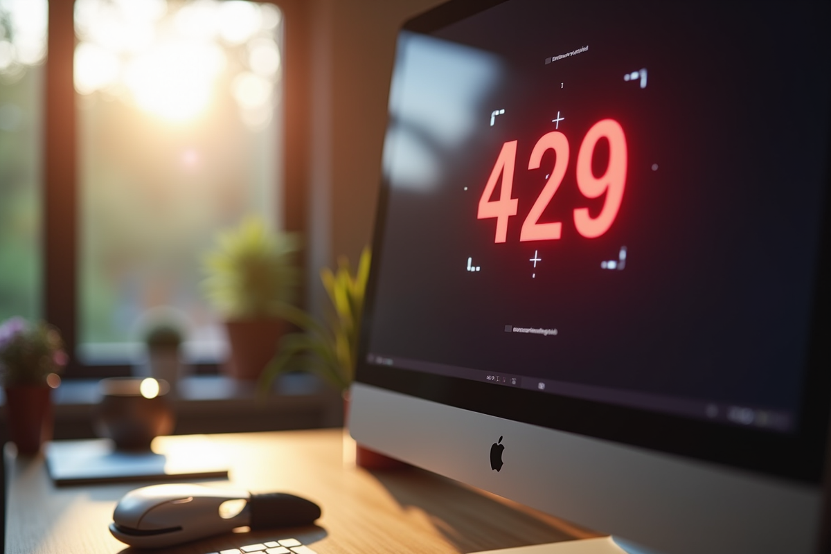 Ecran dordinateur affichant erreur Roblox 429 en bureau lumineux