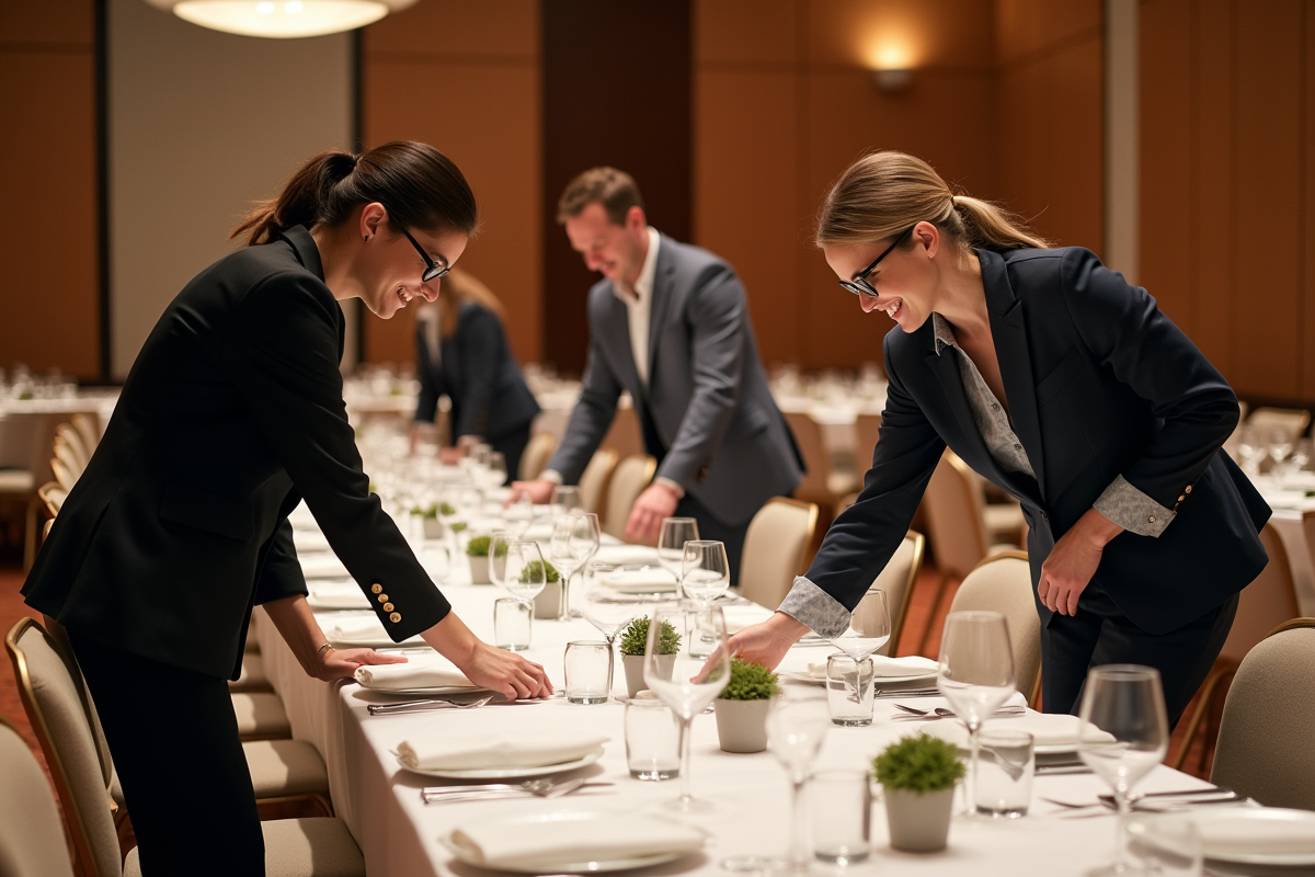 Groupe de professionnels en organisation d'événements en réunion