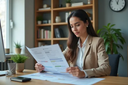 Responsable RH en réunion dans son bureau organisé